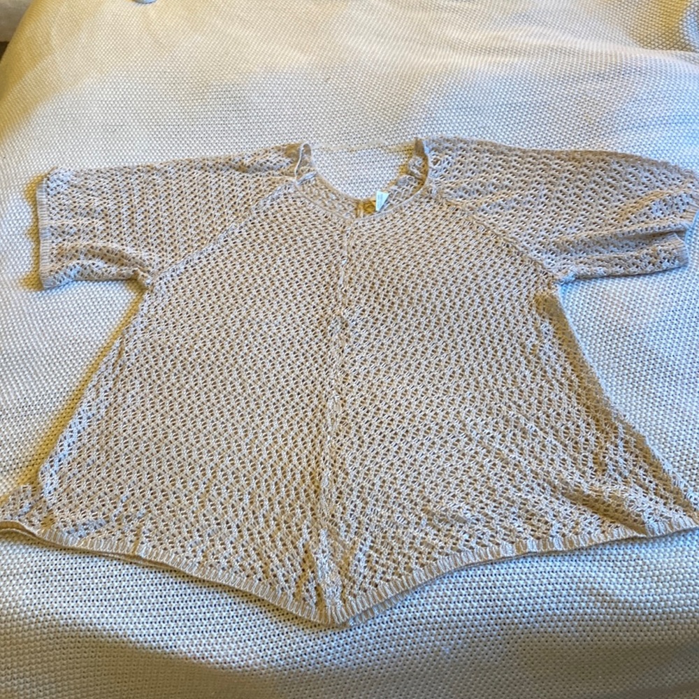 XXL Faded Glory Knit weave top in Oatmeal/cream color.